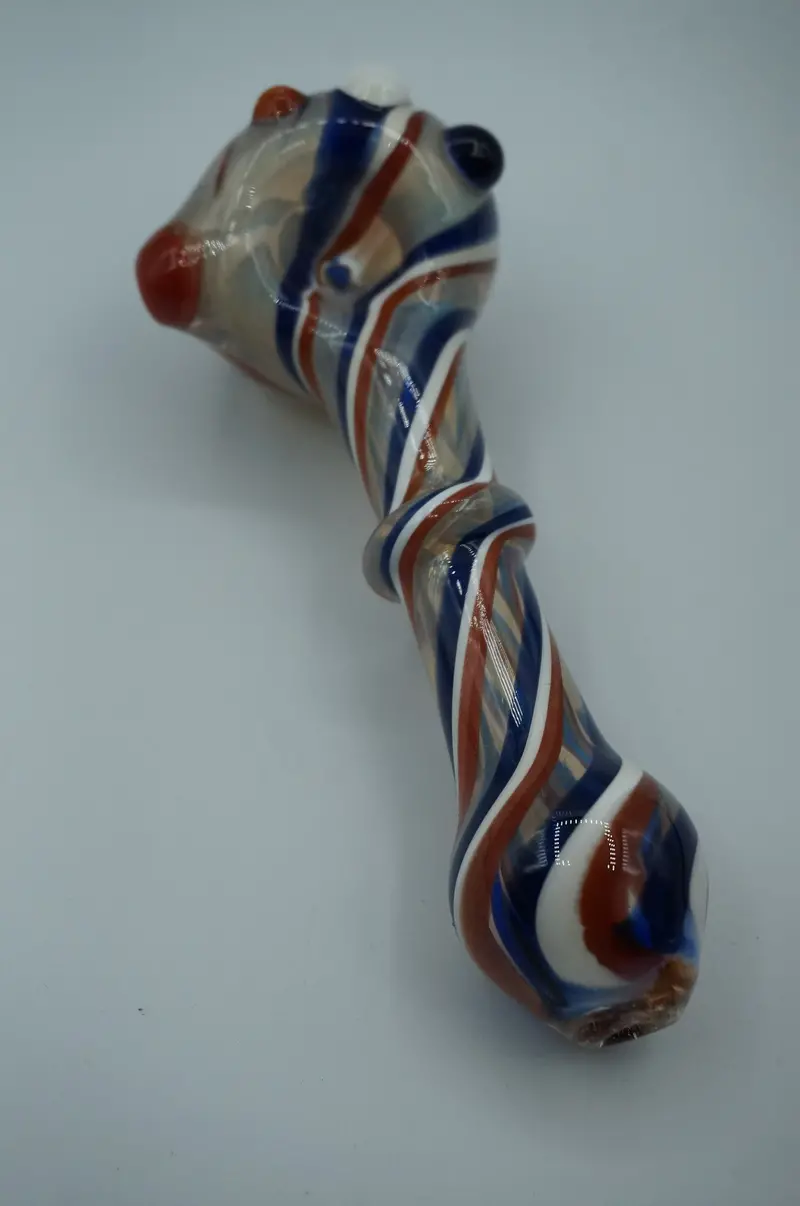 Swirled Red, White & Blue Glass Smoking Pipe 1
