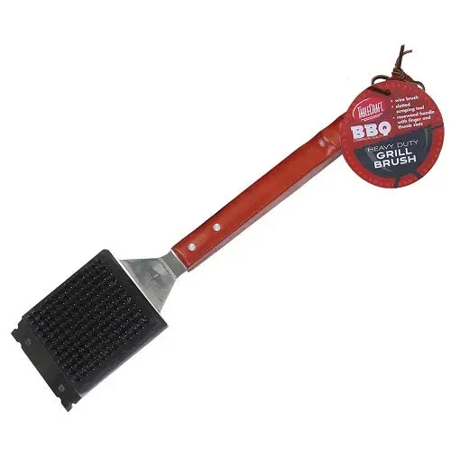 Tablecraft 18-Inch Heavy-Duty Stainless Steel Grill Brush With Ergonomic Wood Handle 1