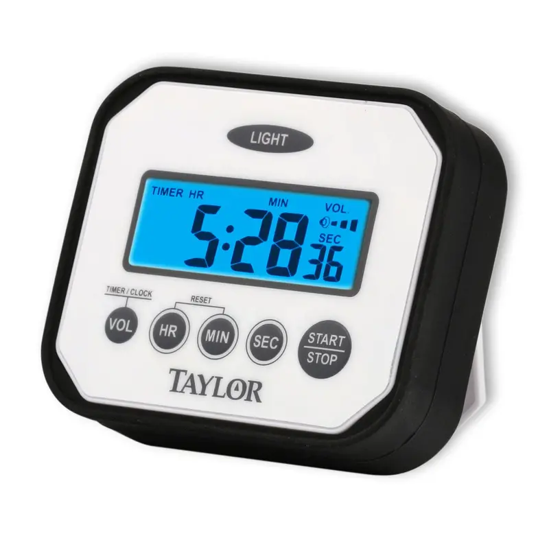 Taylor Splash & Drop Rugged Kitchen Timer – White, 3" X 1" X 3.5" 1