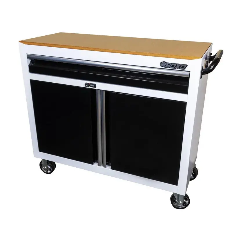 Tech Series 45-Inch Mobile Workbench – White Finish With Storage & Power Outlets 1