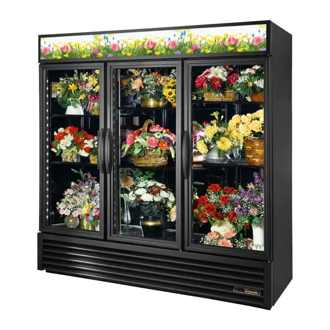 True Gdm-72Fc-Hc~Tsl01 Triple-Section Floral Merchandiser – 72", Black, High-Capacity 1