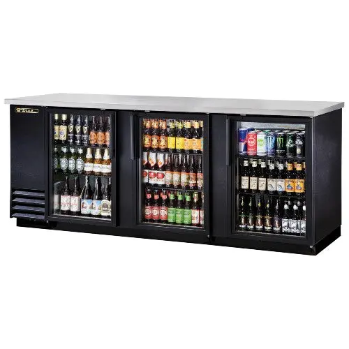 True Tbb-4G-Hc-Ld Triple-Glass Back Bar Cooler (90.375" W), Black Finish 1