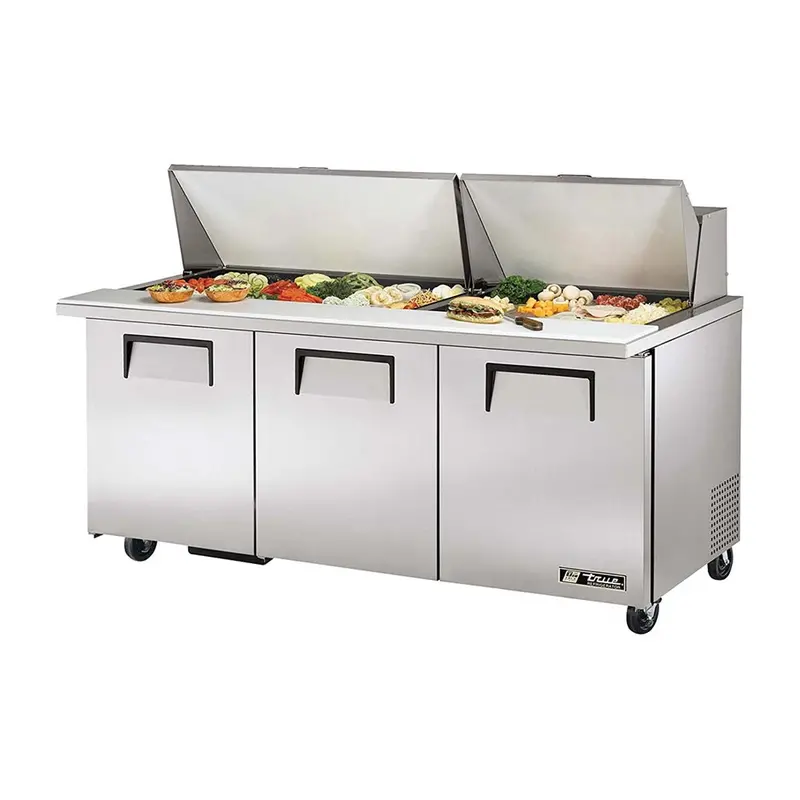 True Tssu-72-30M-B-St 72-Inch Triple-Door Mega-Top Refrigerated Prep Table – Stainless Steel 1