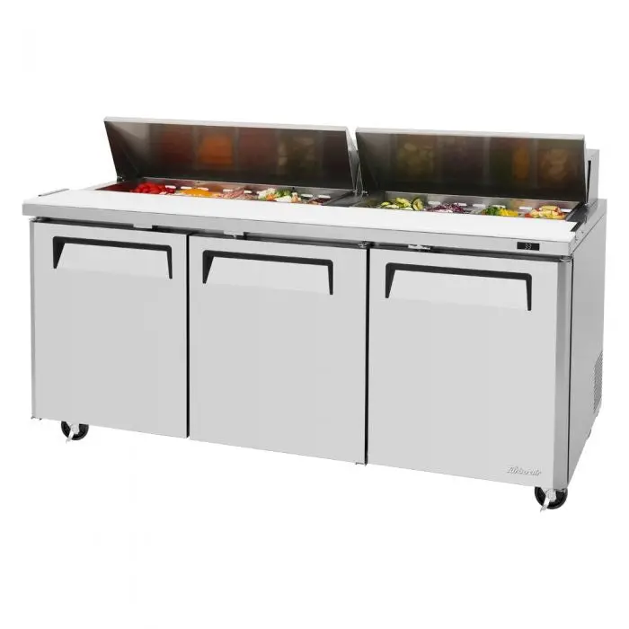 Turbo Air Mst-72-N M3 Series 72" Triple-Door Refrigerated Prep Table – Solid Panel Design 1