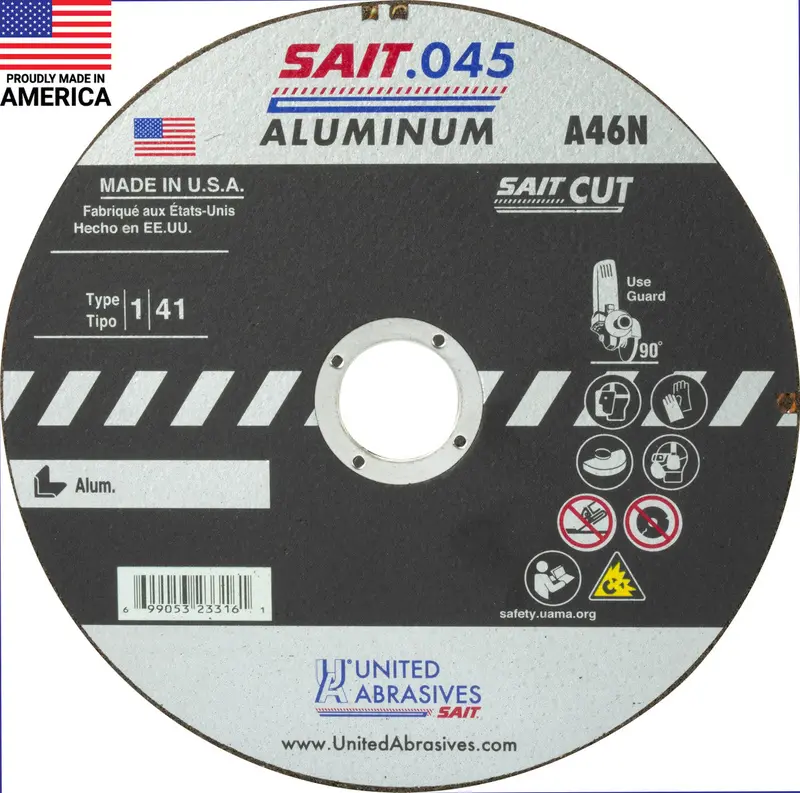 United Abrasives Sait 23314 A46N Aluminum Cut-Off Wheel – 4.5" X 0.045" X 7/8" (Type 1 & 41) 1
