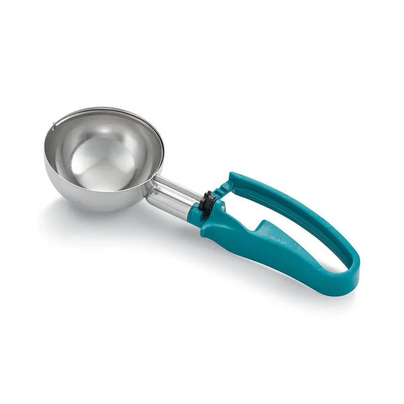 Vollrath 47389 #5 Teal Standard-Length Disher – 6 Oz Portion Control Scoop 1