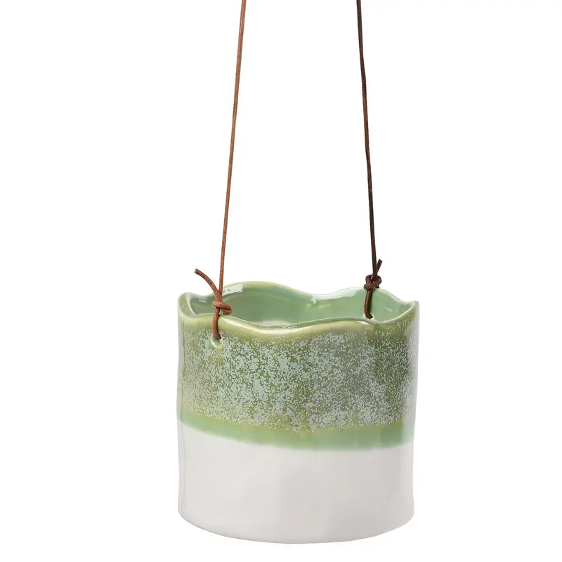Wave-Textured Hanging Ceramic Pot 1