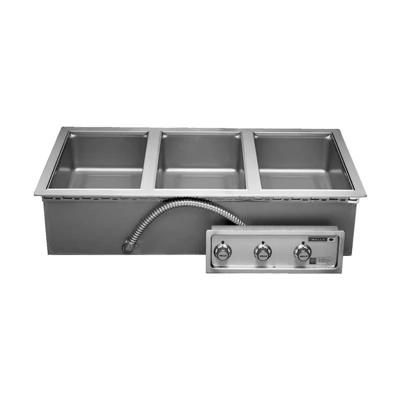 Wells Mod-300Tdm 208V Three-Compartment Top-Mount Drop-In Electric Food Warmer 1