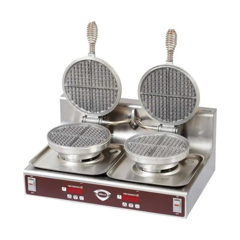 Wells Wb-2E Dual-Waffle Baker – 120V Countertop Unit With Round Plates 1