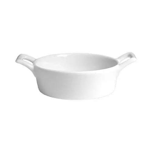 White Round Ceramic Baking Dish With Handle – 10 Oz Capacity 1