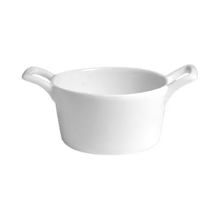 White Round Ceramic Baking Pot With Handle – 7 Oz Capacity 1