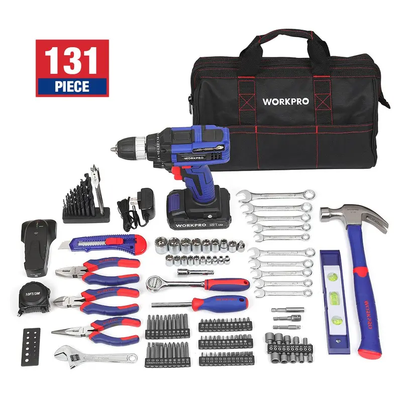 Workpro 131-Piece 20V Cordless Drill & Accessory Kit 1